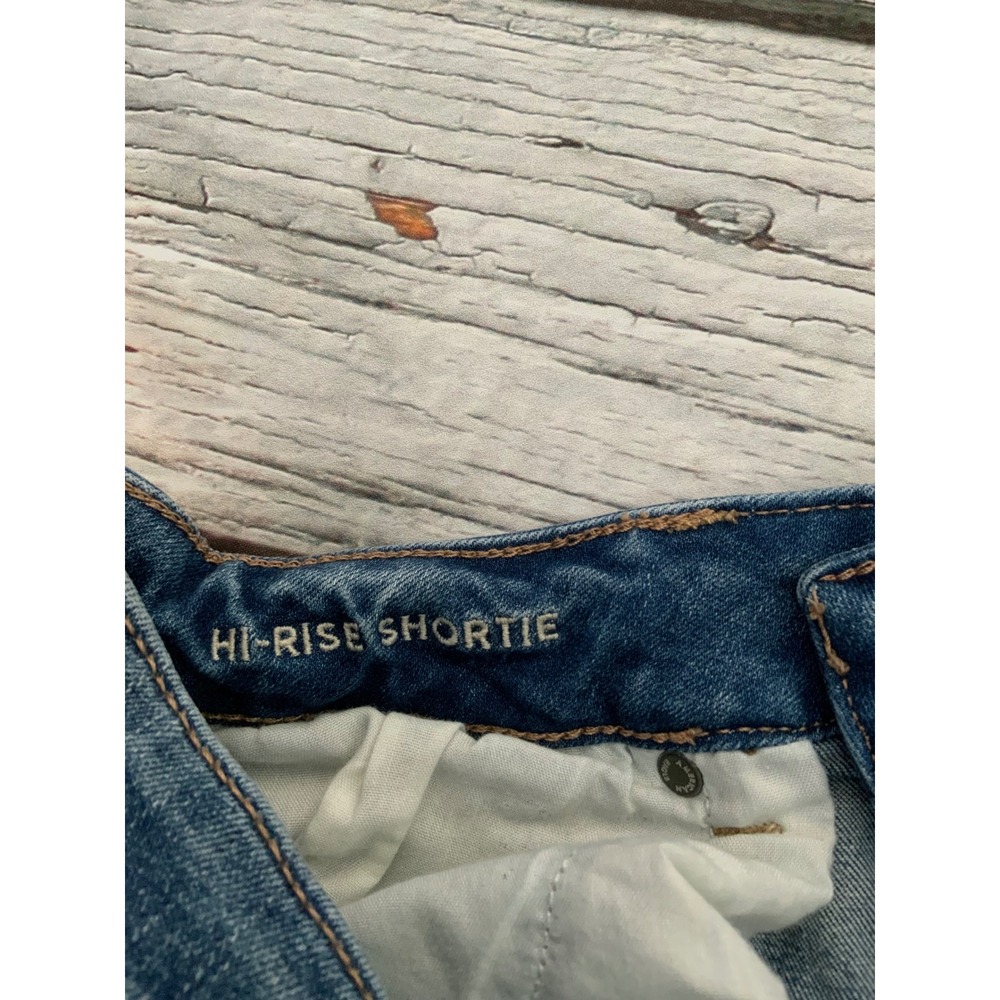 American Eagle Hi-Rise Shortie Distressed Denim Shorts Medium Wash Womens Size 8 - Picture 3 of 5